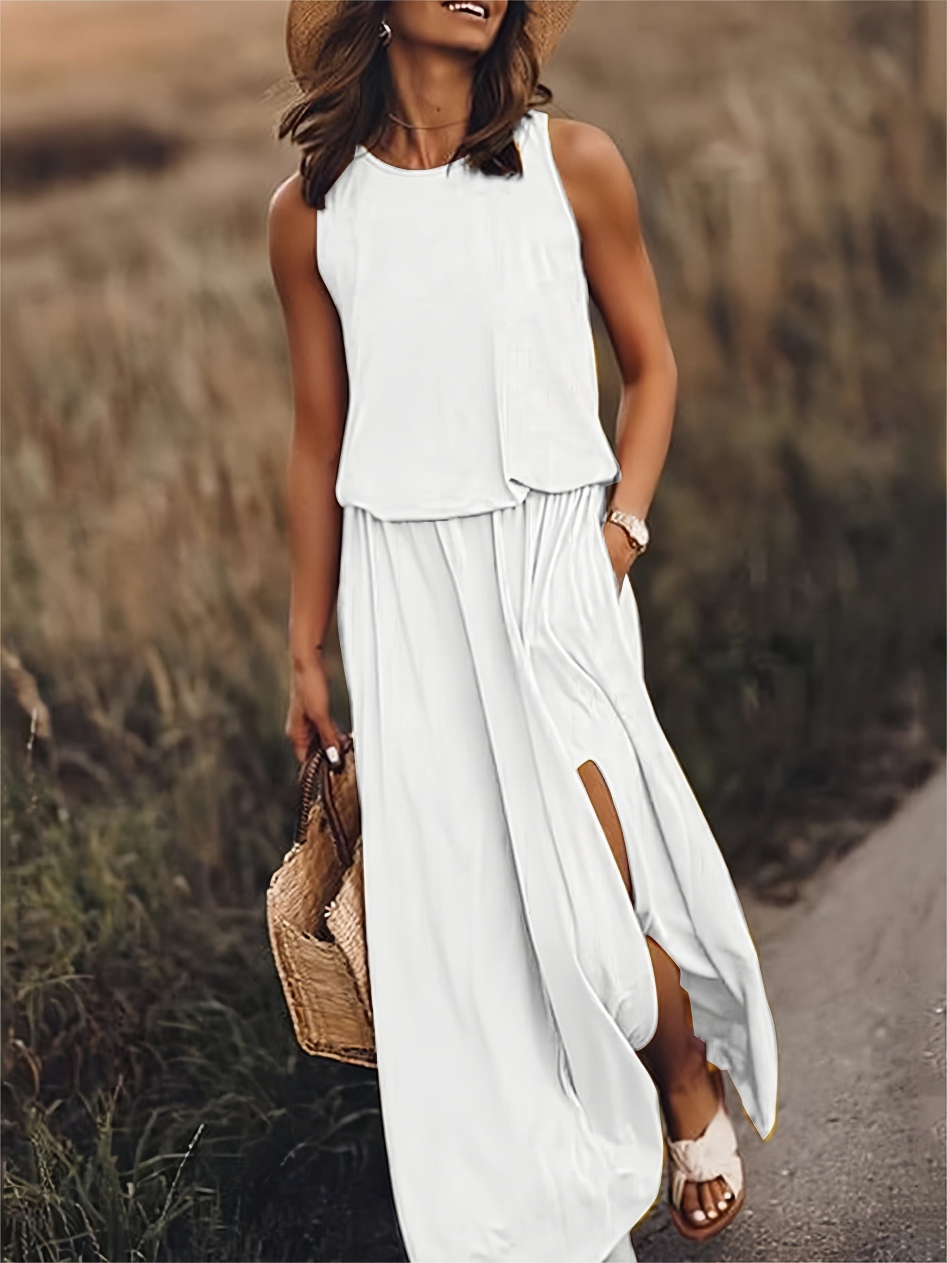 Maxikleid Boho Sommerkleid Modal Ärmellos
