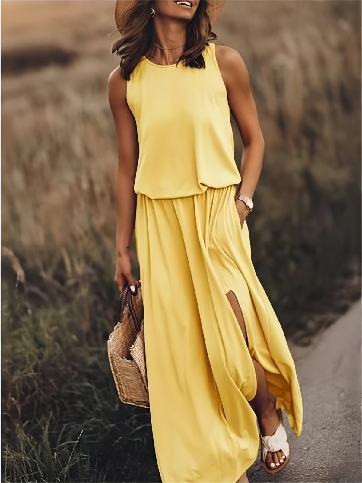 Maxikleid Boho Sommerkleid Modal Ärmellos