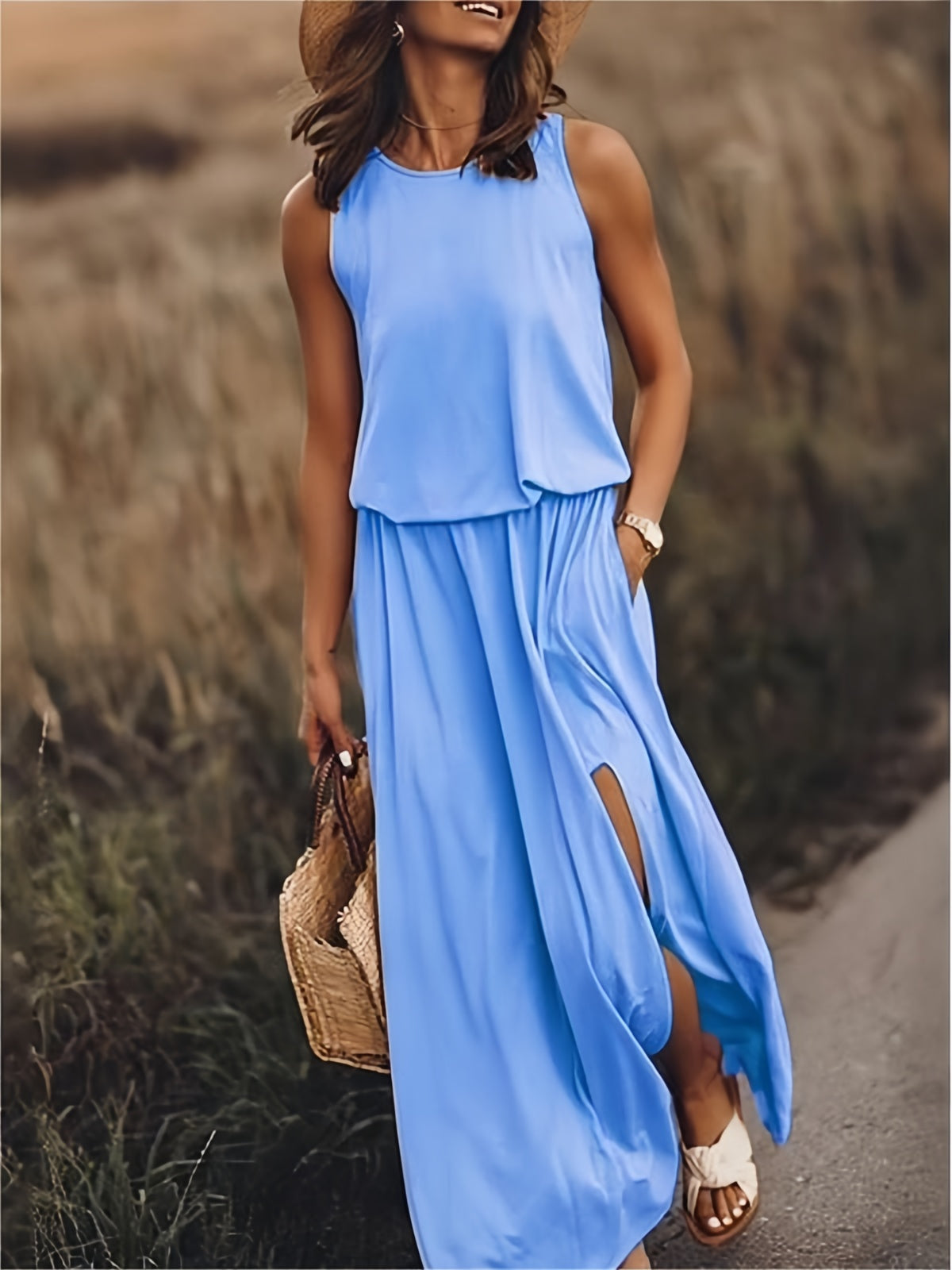 Maxikleid Boho Sommerkleid Modal Ärmellos