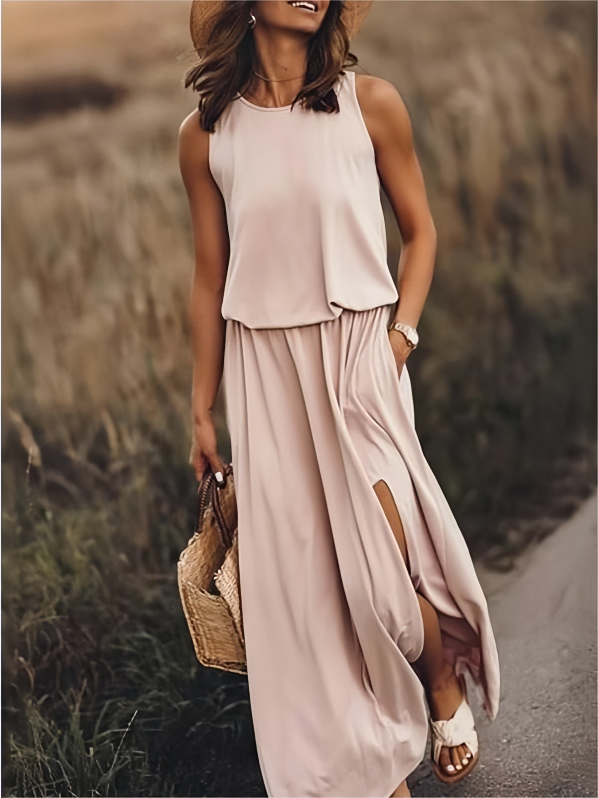 Maxikleid Boho Sommerkleid Modal Ärmellos