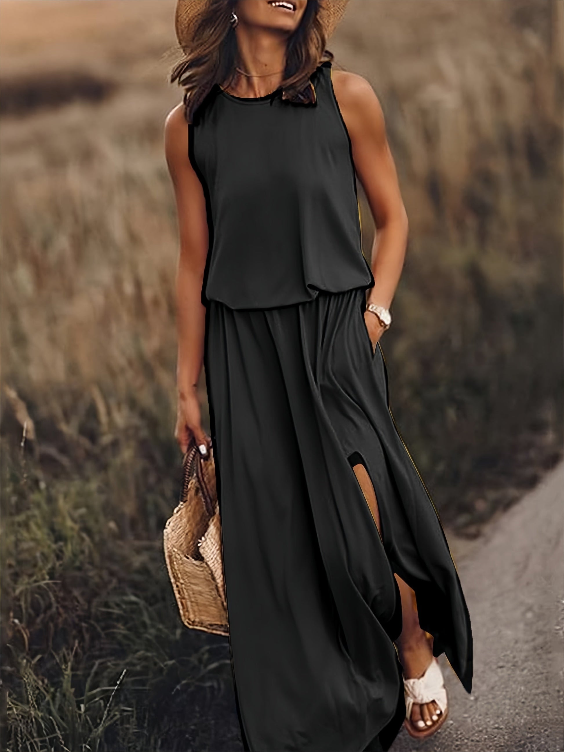 Maxikleid Boho Sommerkleid Modal Ärmellos