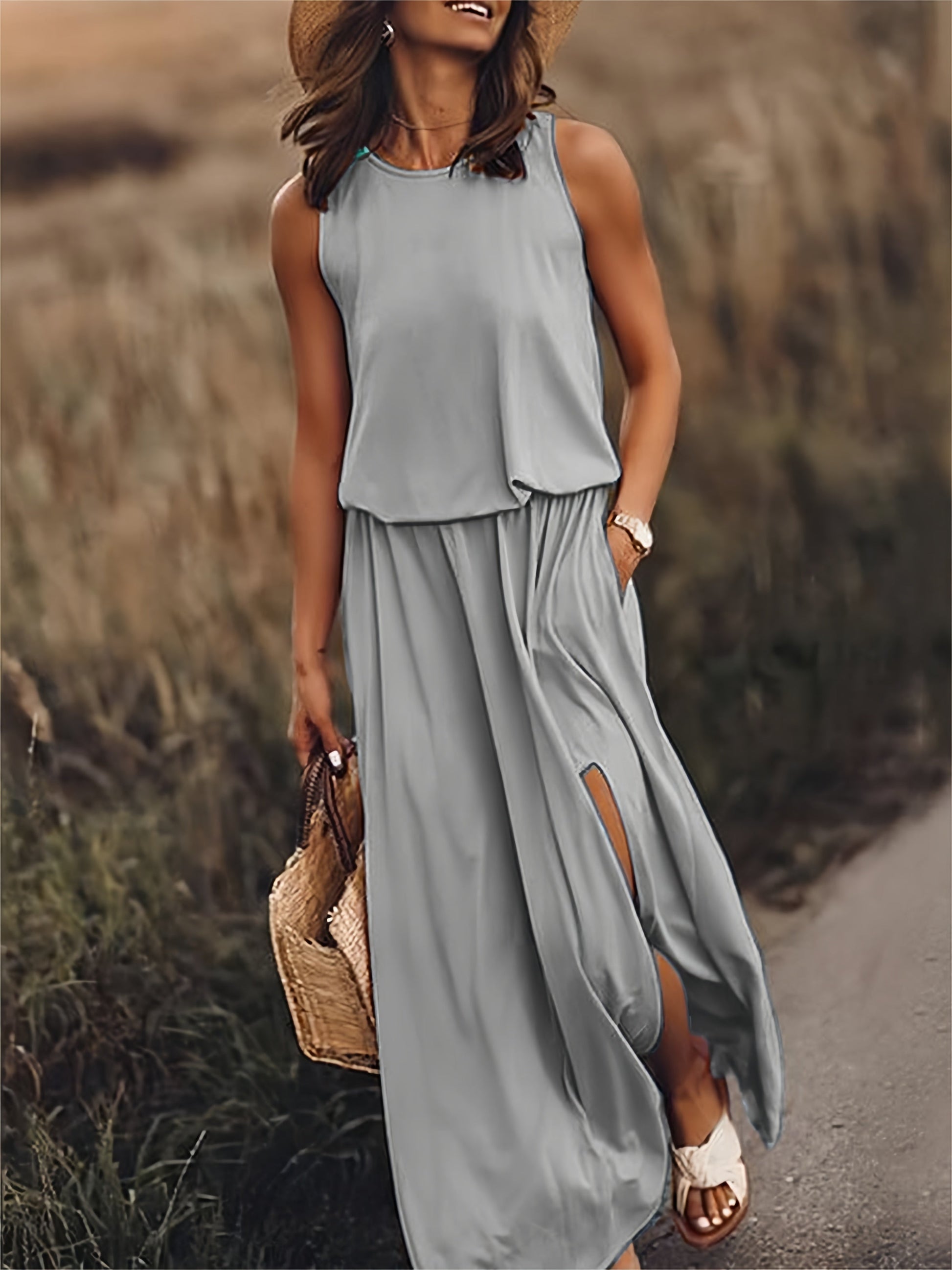 Maxikleid Boho Sommerkleid Modal Ärmellos