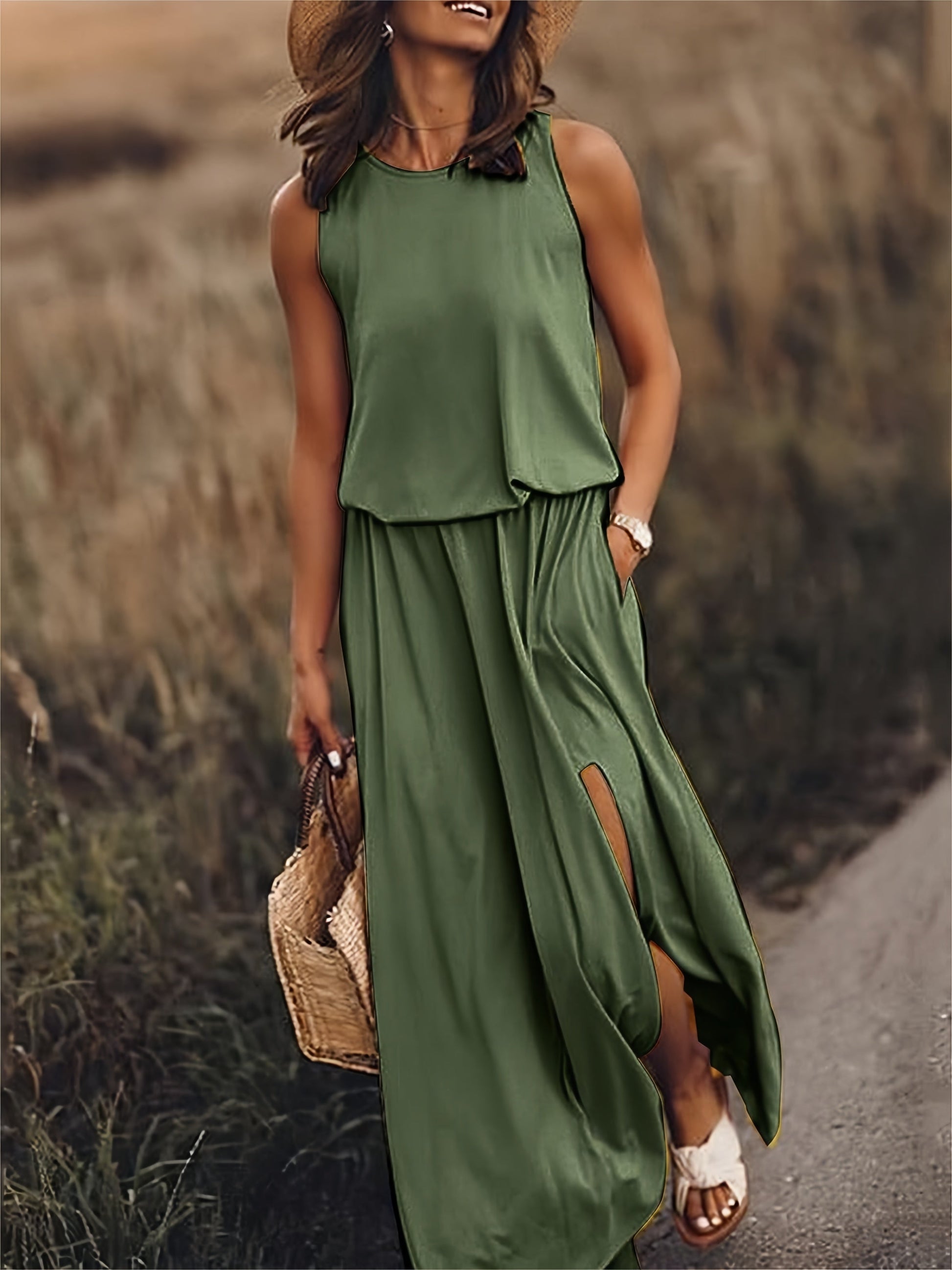 Maxikleid Boho Sommerkleid Modal Ärmellos