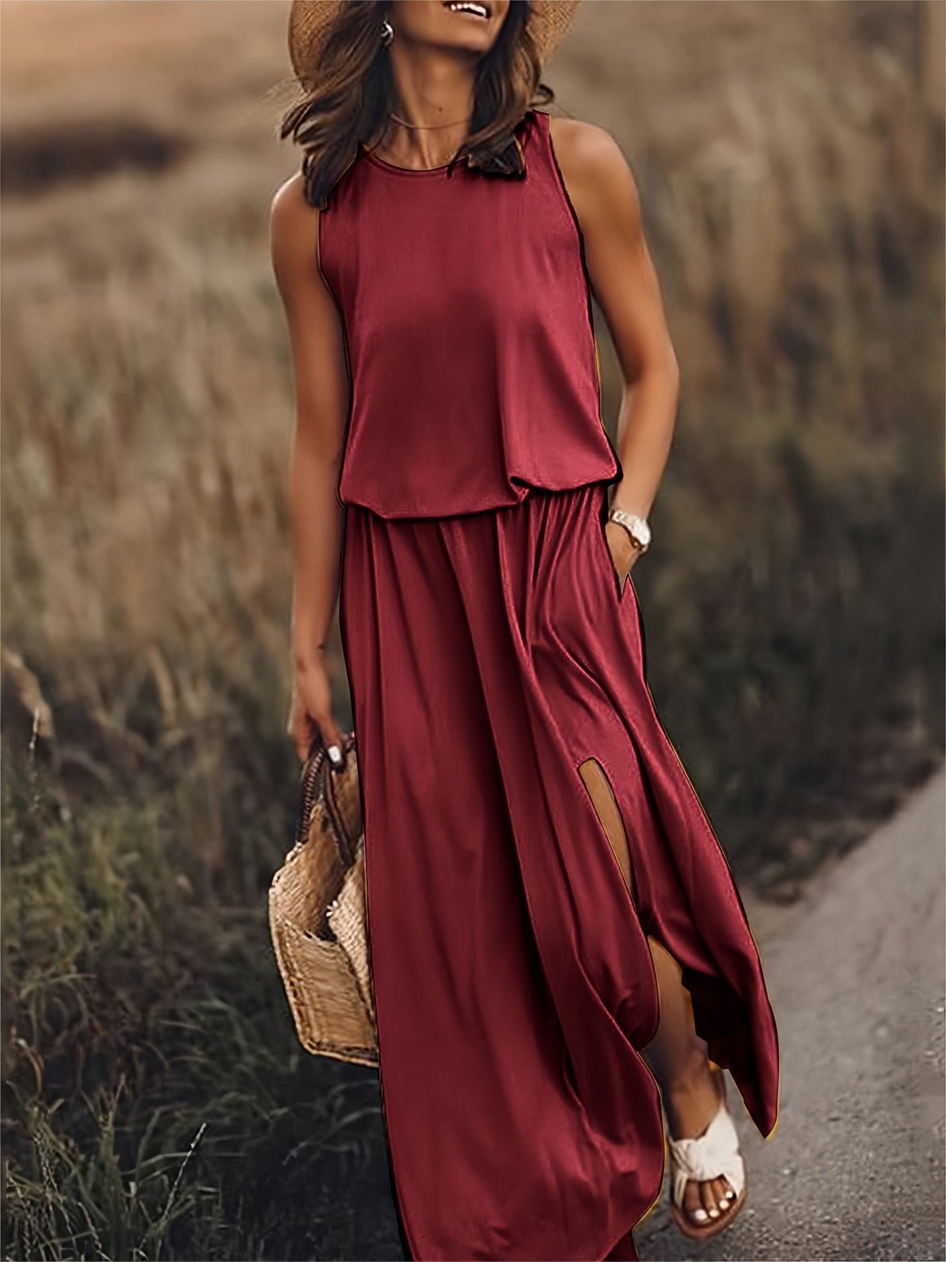 Maxikleid Boho Sommerkleid Modal Ärmellos