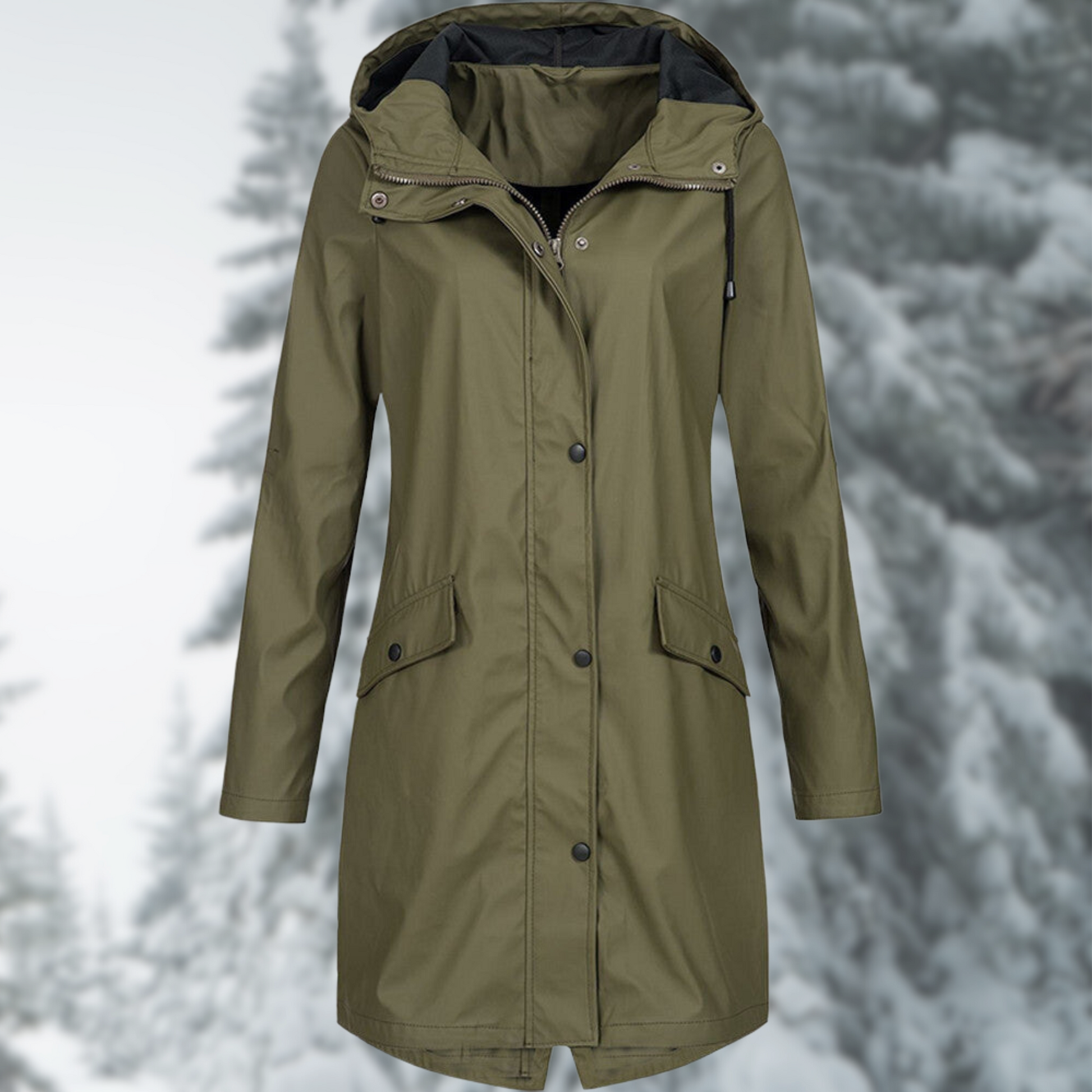 Wasserdichter Damen Parka mit Kapuze und Taschen