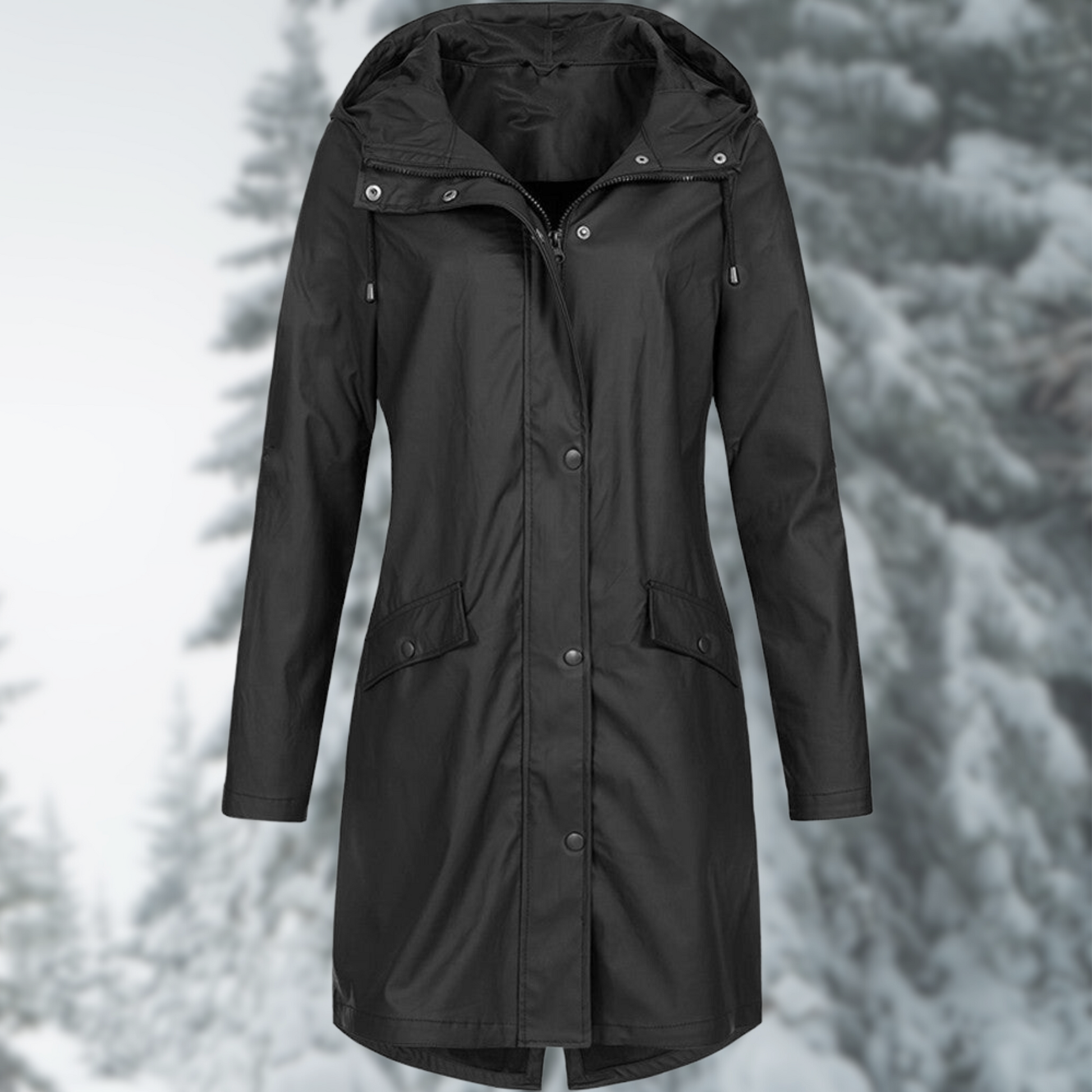 Wasserdichter Damen Parka mit Kapuze und Taschen