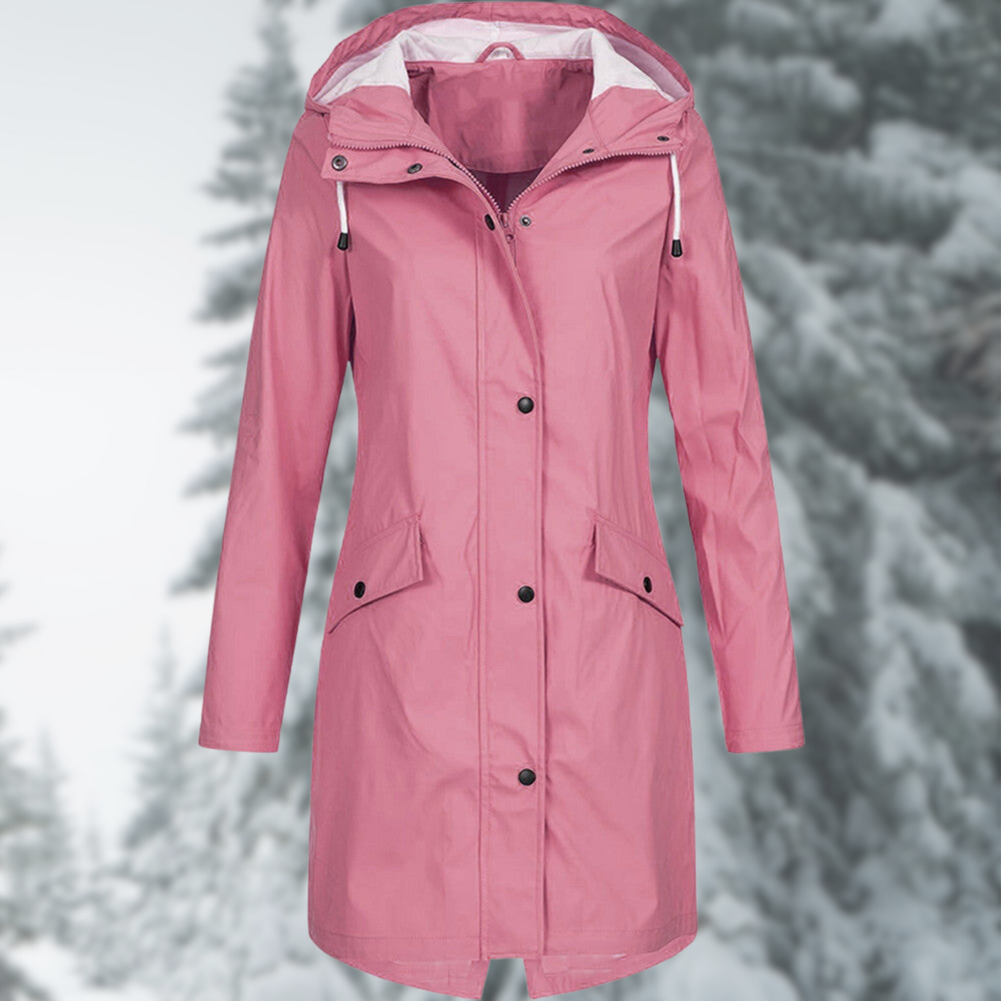Wasserdichter Damen Parka mit Kapuze und Taschen