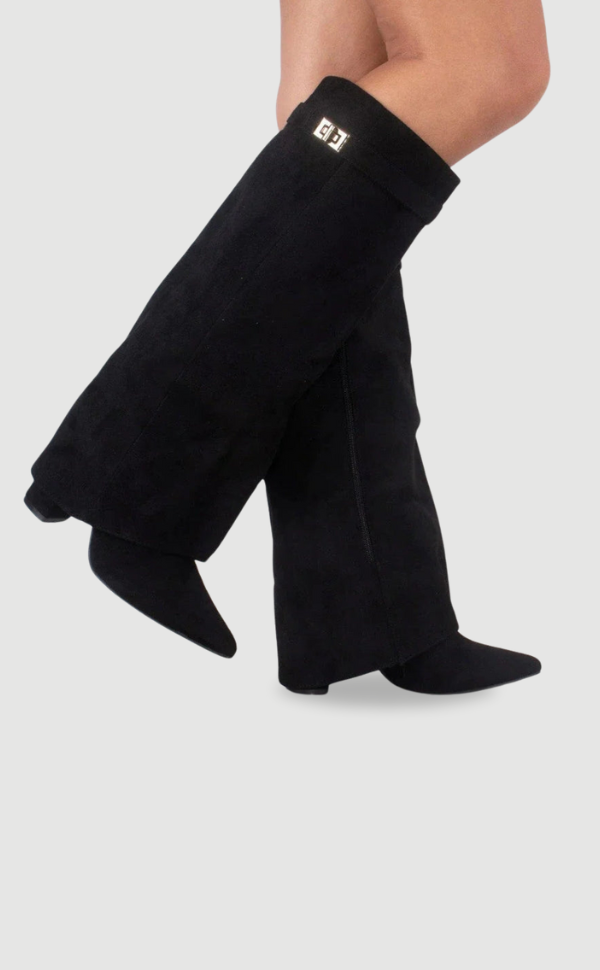 Elegante Damen-Suede-Stiefel mit Goldakzenten