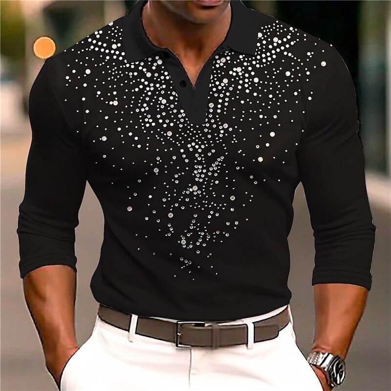 Luxus Pailletten Polo Shirt: Slim Fit, All Season