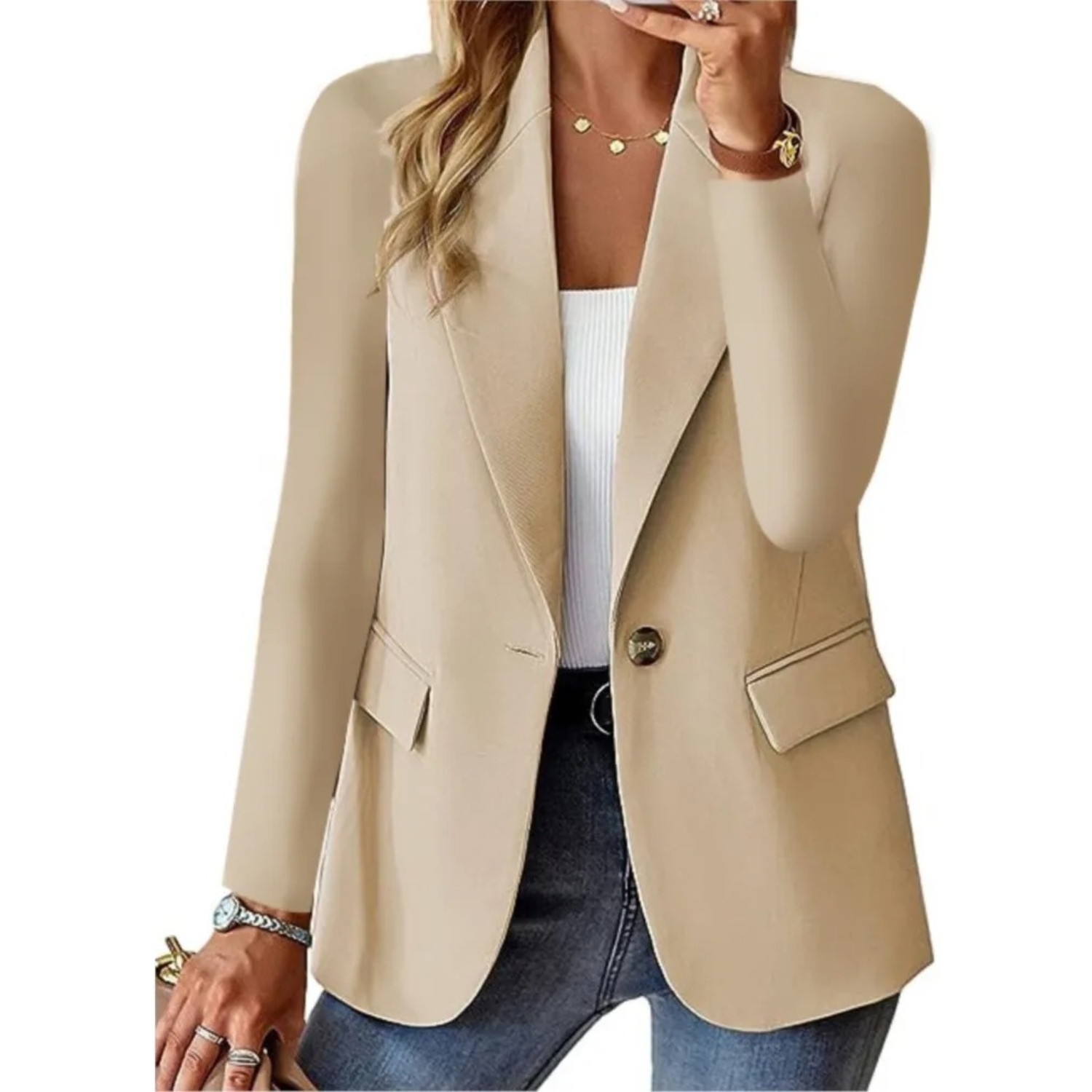 Damen Blazer Langarm mit schmaler Taschenschnalle