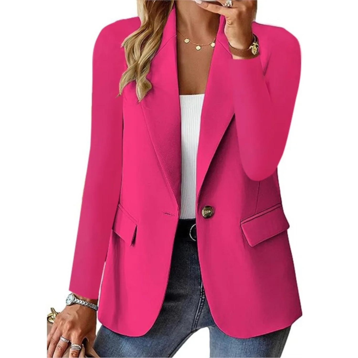 Damen Blazer Langarm mit schmaler Taschenschnalle