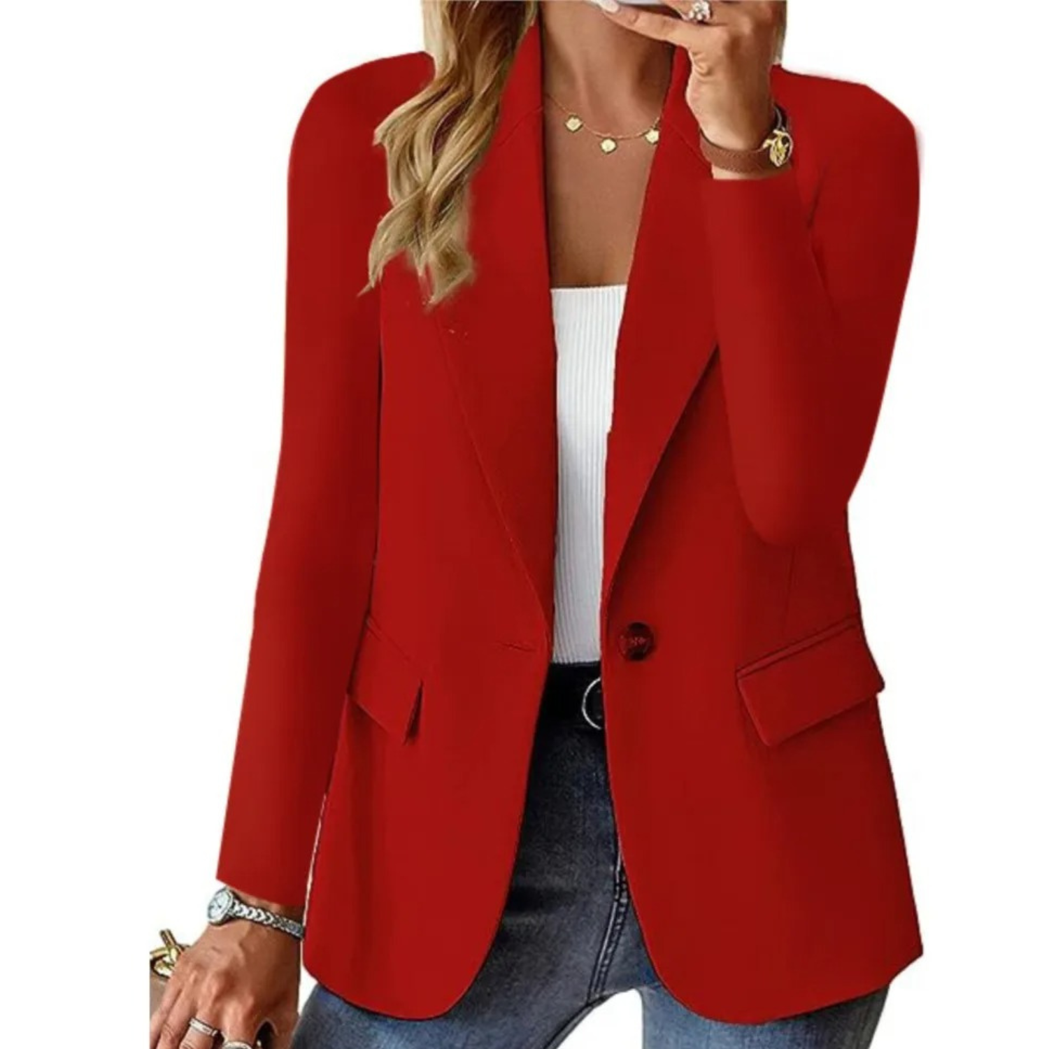 Damen Blazer Langarm mit schmaler Taschenschnalle