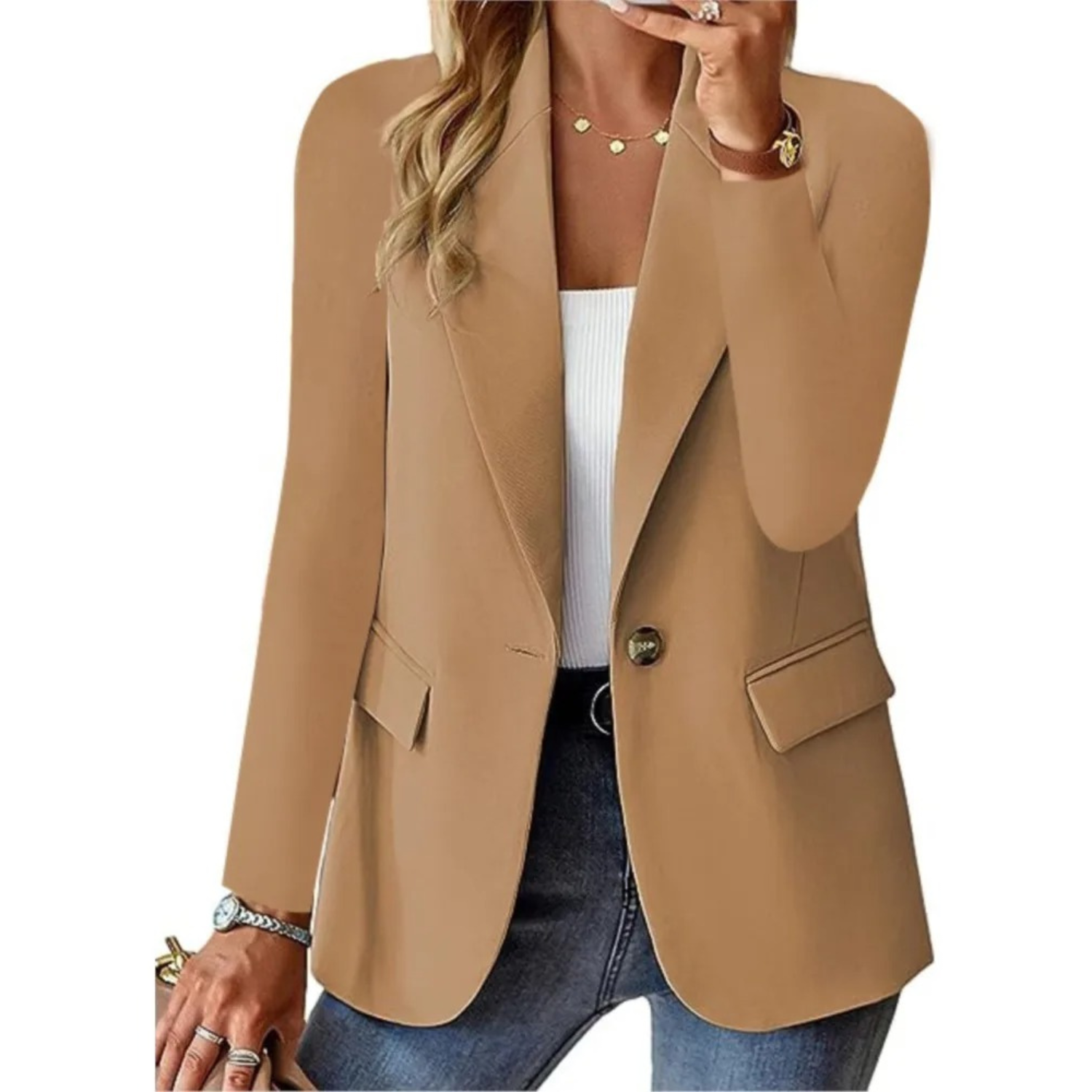 Damen Blazer Langarm mit schmaler Taschenschnalle