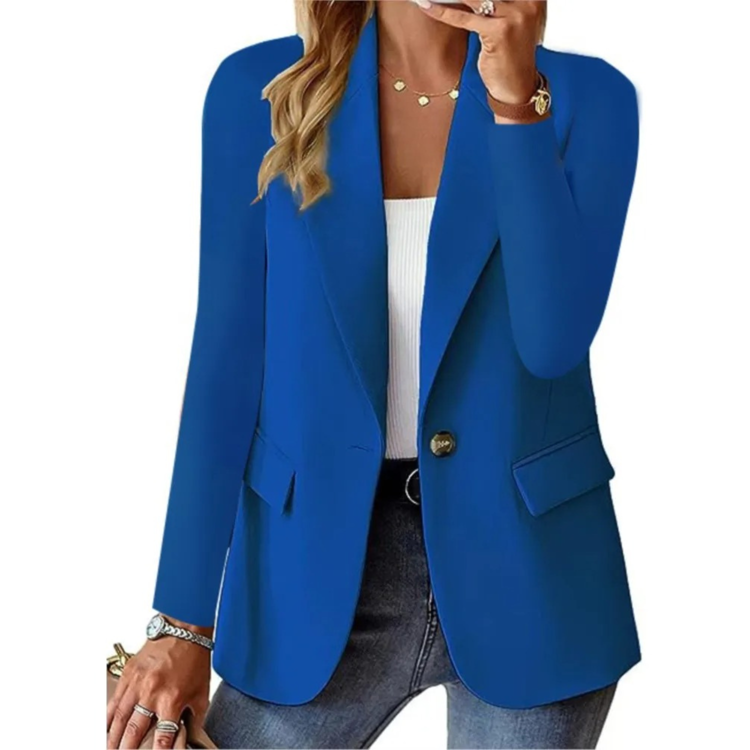 Damen Blazer Langarm mit schmaler Taschenschnalle