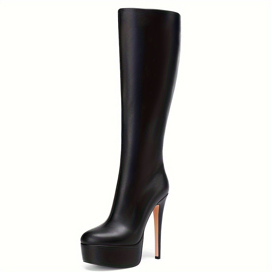 Stiletto-Stiefel mit dicker Sohle - einfarbig