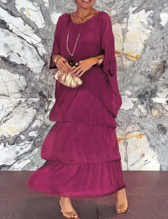 Elegantes Maxikleid mit weitem Rundhalsausschnitt
