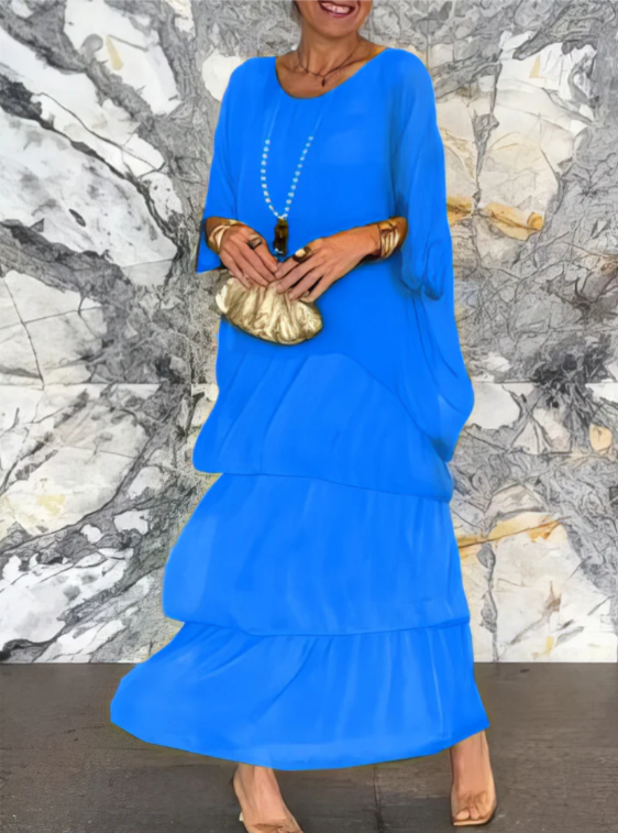 Elegantes Maxikleid mit weitem Rundhalsausschnitt