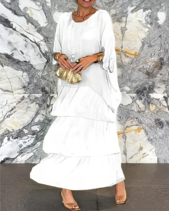 Elegantes Maxikleid mit weitem Rundhalsausschnitt