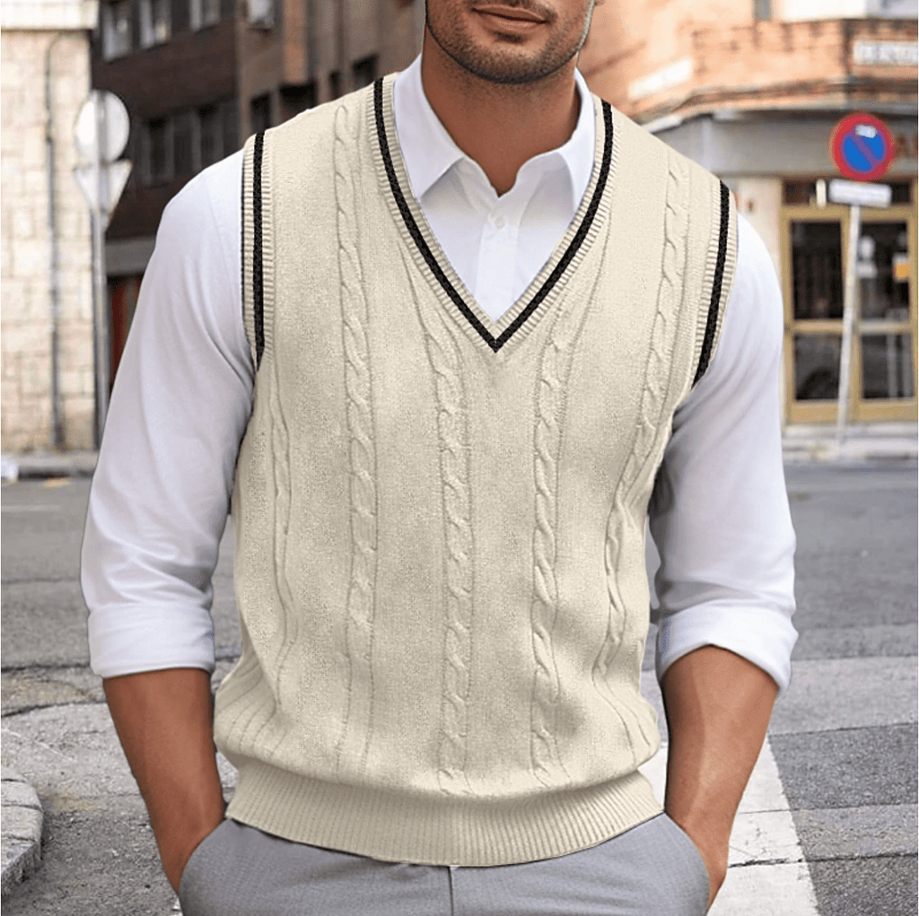 Herren V-Ausschnitt Tanktop, ärmelloser Pullover