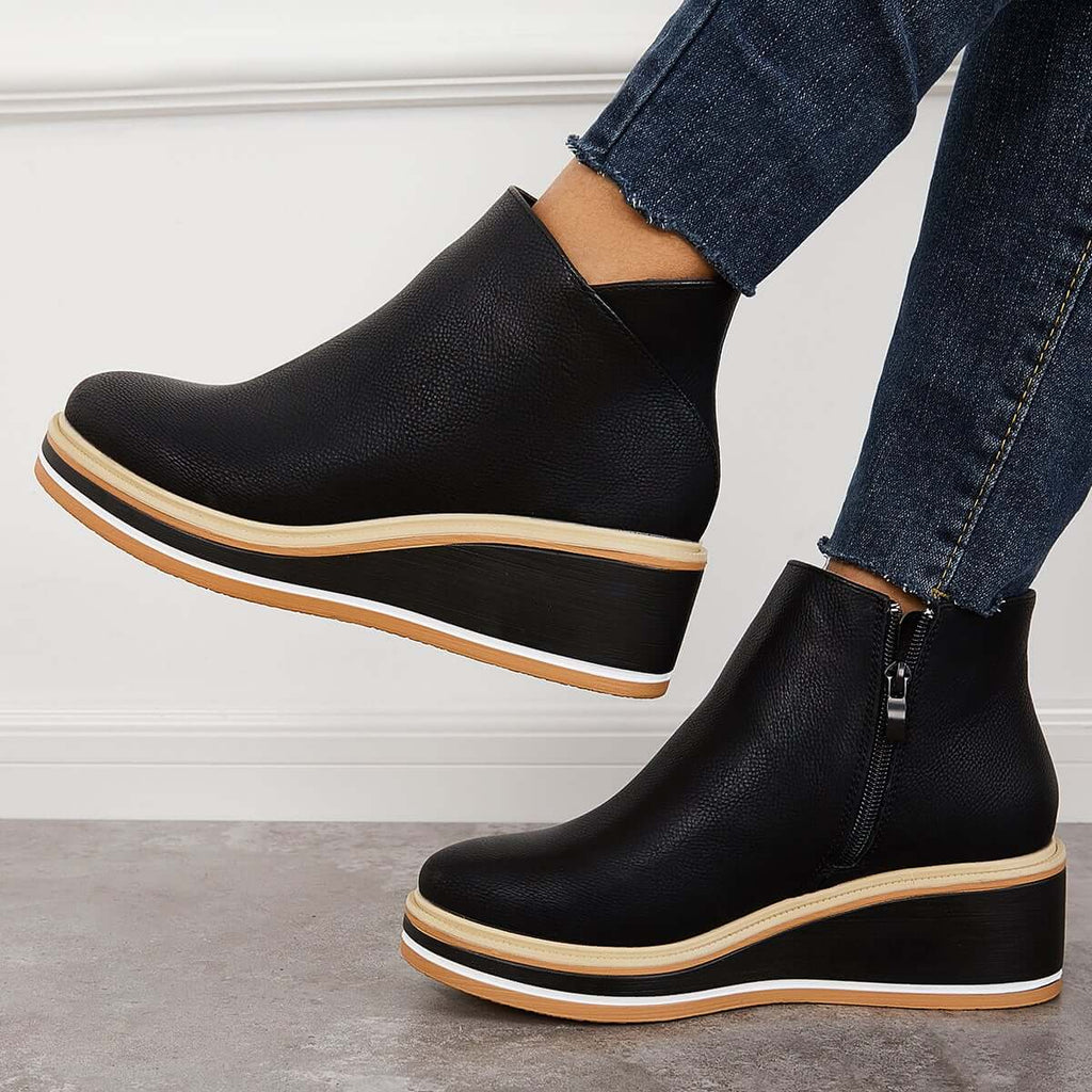 Stilvolle Plateau-Stiefeletten mit Reißverschluss