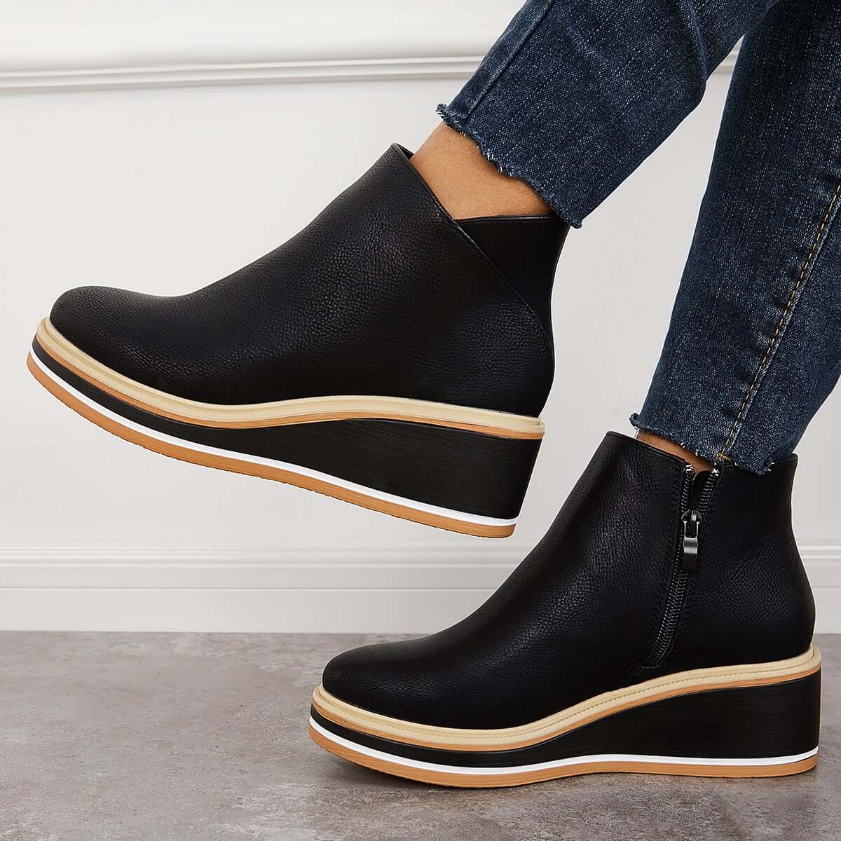 Stilvolle Plateau-Stiefeletten mit Reißverschluss