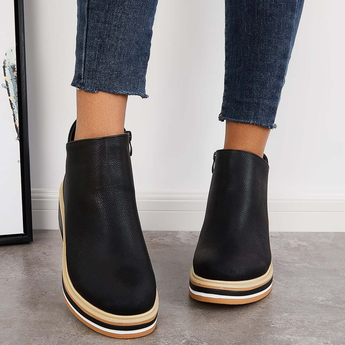 Stilvolle Plateau-Stiefeletten mit Reißverschluss