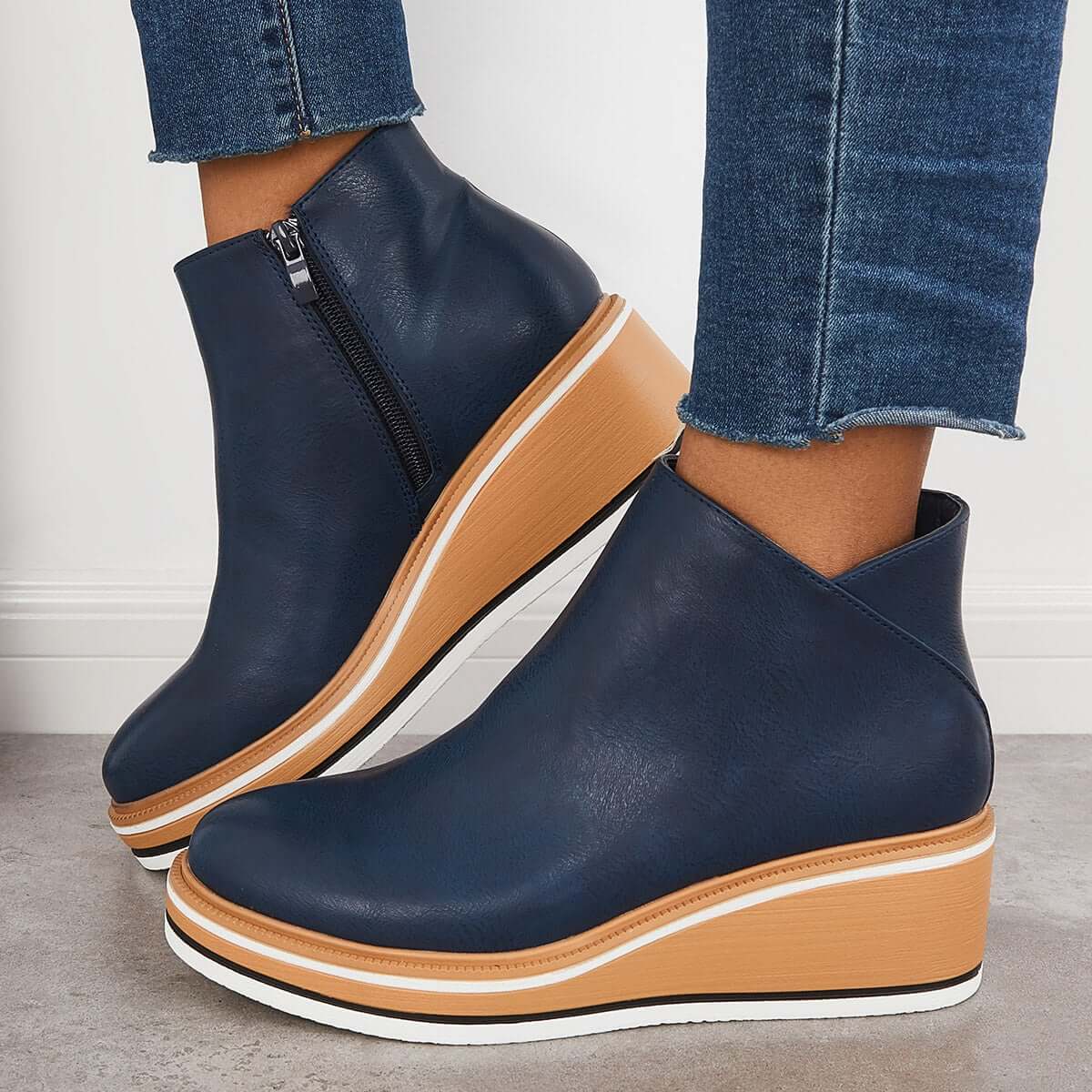 Stilvolle Plateau-Stiefeletten mit Reißverschluss