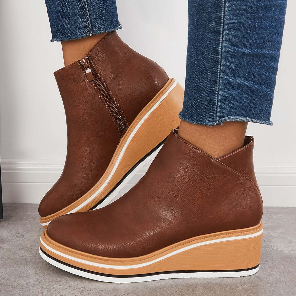 Stilvolle Plateau-Stiefeletten mit Reißverschluss