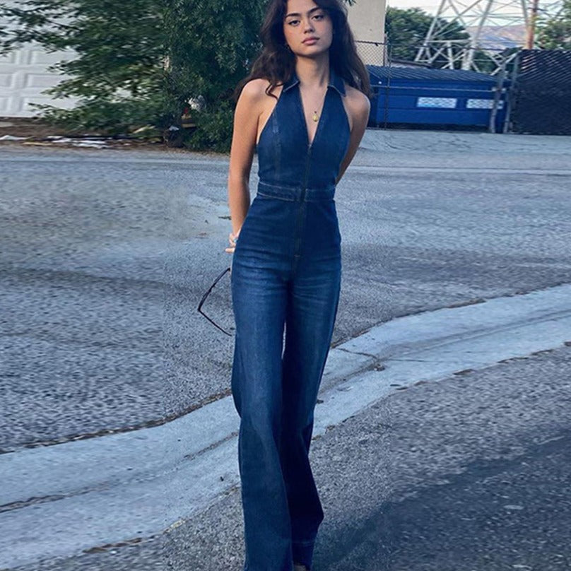 Denim Overall mit Neckholder
