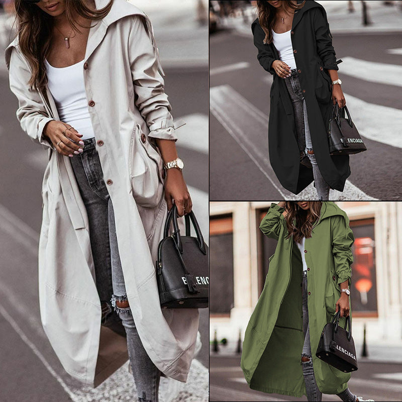 Damen Wasserabweisender Parka mit Kapuze und Taschen