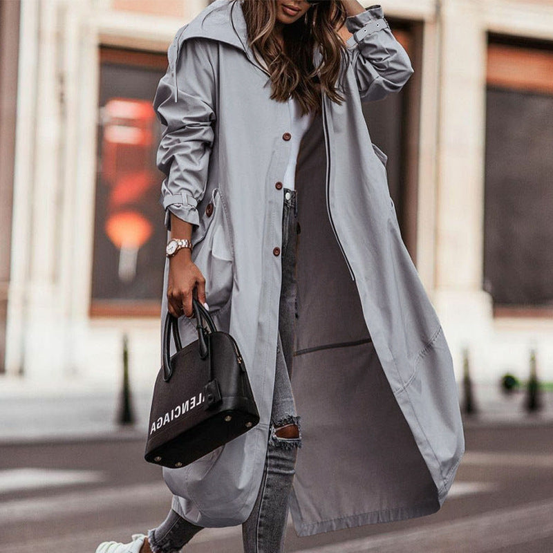 Damen Wasserabweisender Parka mit Kapuze und Taschen