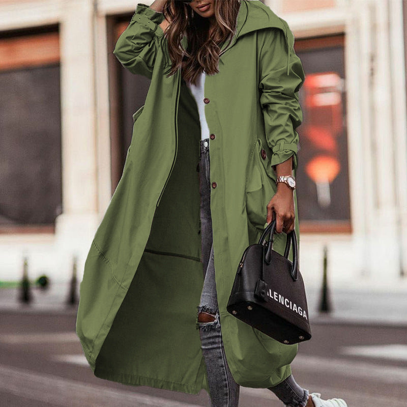 Damen Wasserabweisender Parka mit Kapuze und Taschen