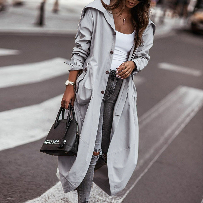 Damen Wasserabweisender Parka mit Kapuze und Taschen