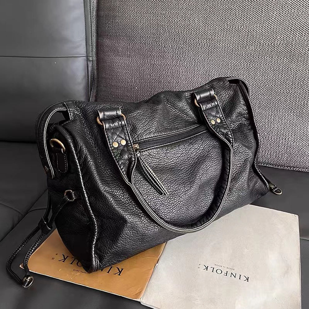 Schwarze Lederhandtasche – Geräumig & Stilvoll