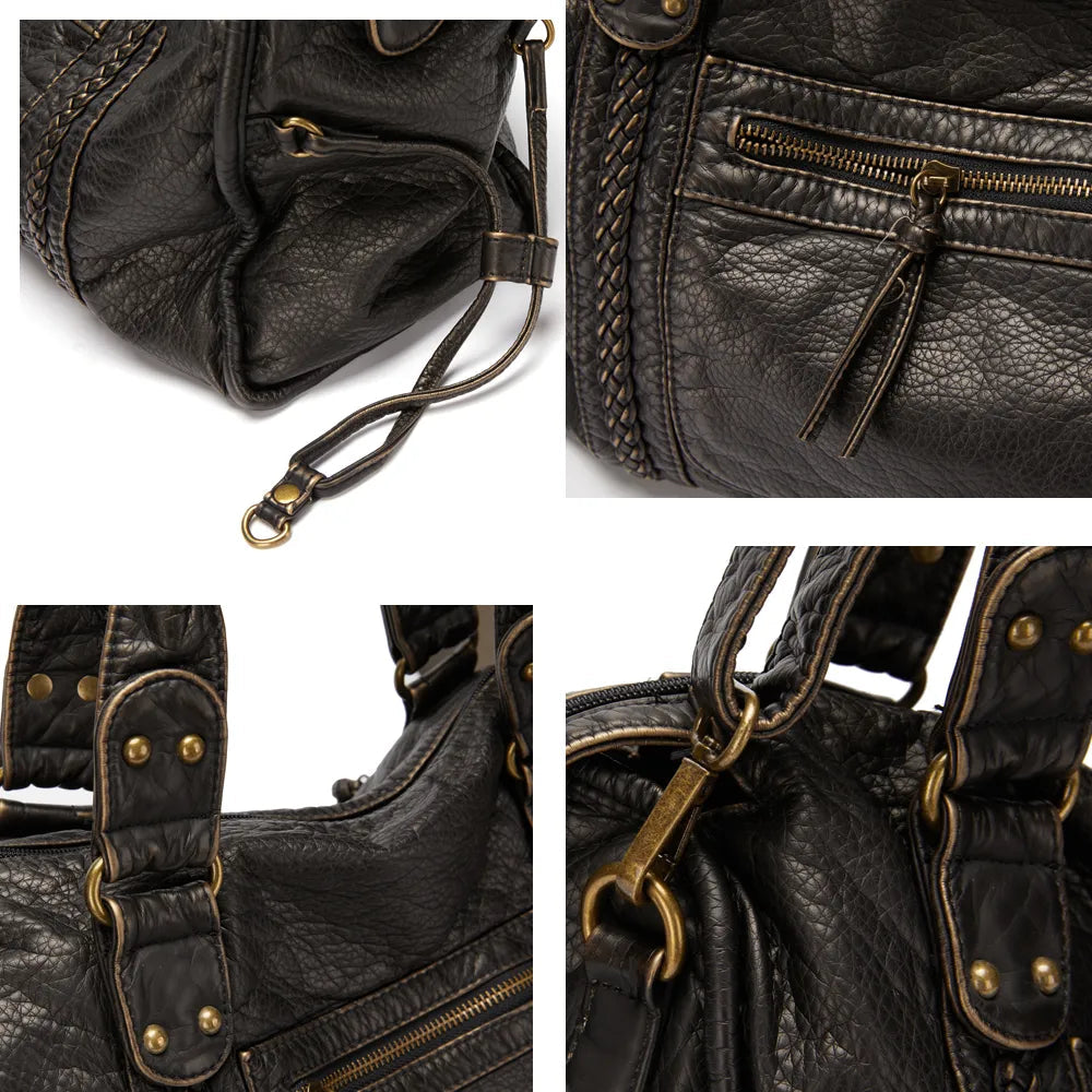 Schwarze Lederhandtasche – Geräumig & Stilvoll