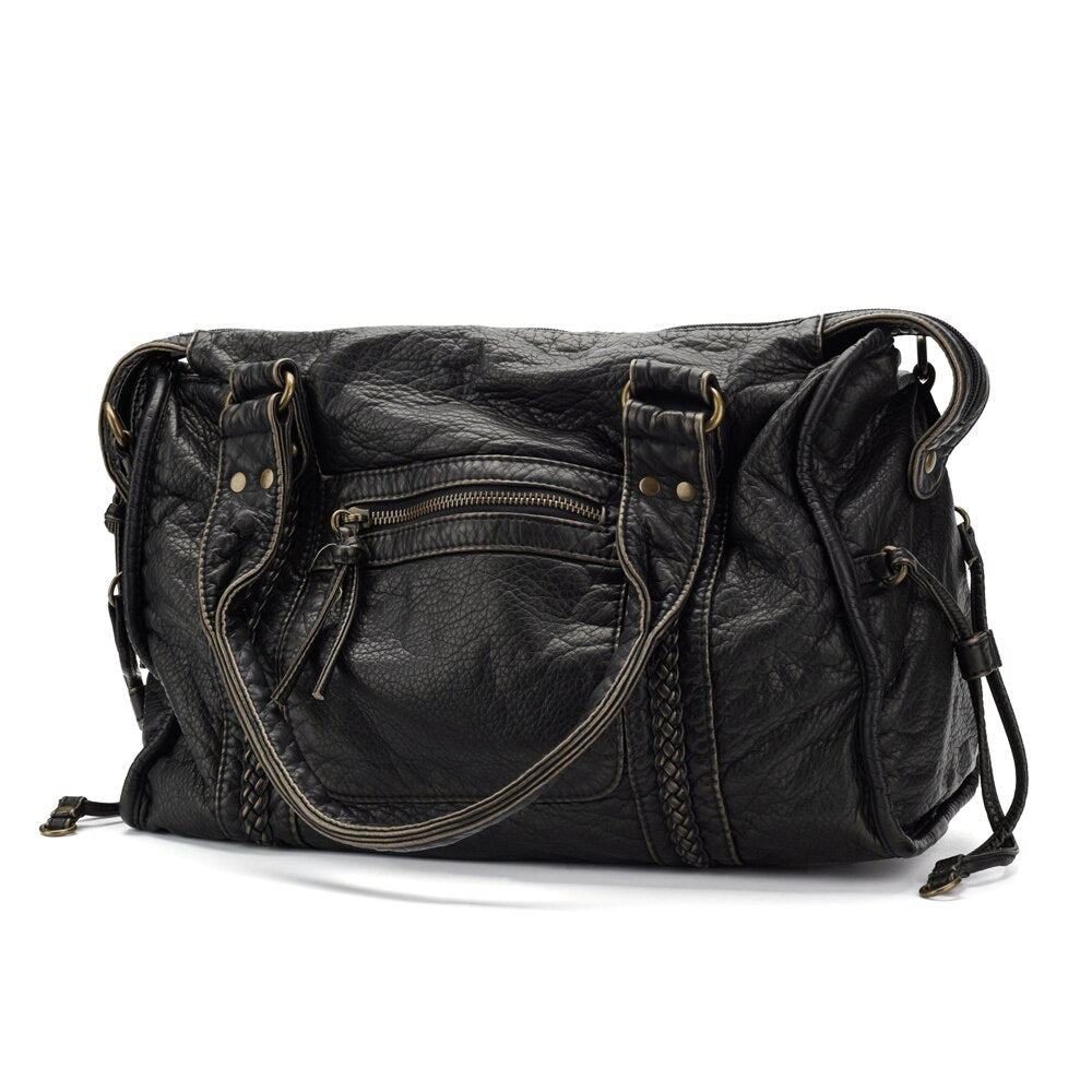 Schwarze Lederhandtasche – Geräumig & Stilvoll