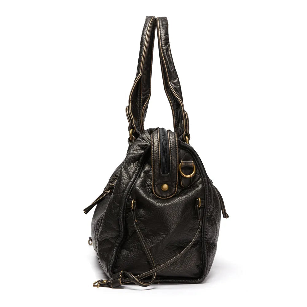 Schwarze Lederhandtasche – Geräumig & Stilvoll