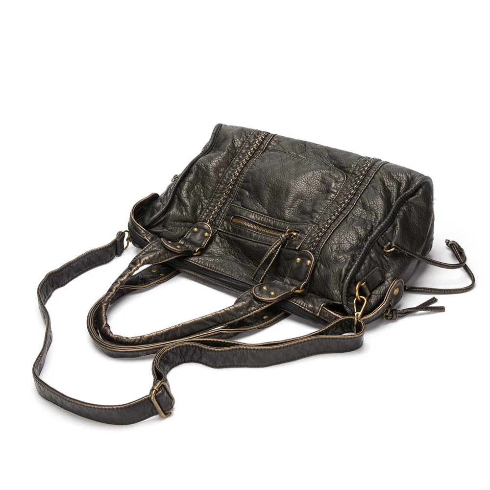 Schwarze Lederhandtasche – Geräumig & Stilvoll