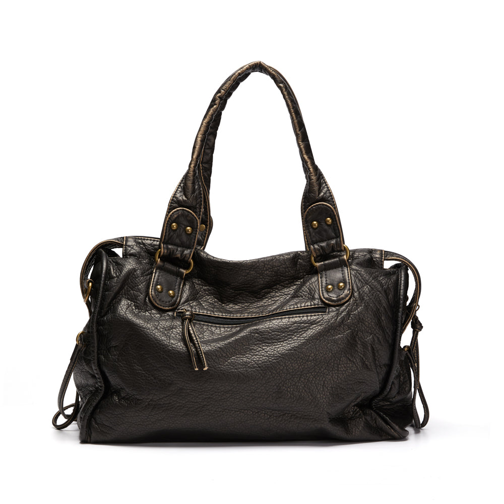 Schwarze Lederhandtasche – Geräumig & Stilvoll