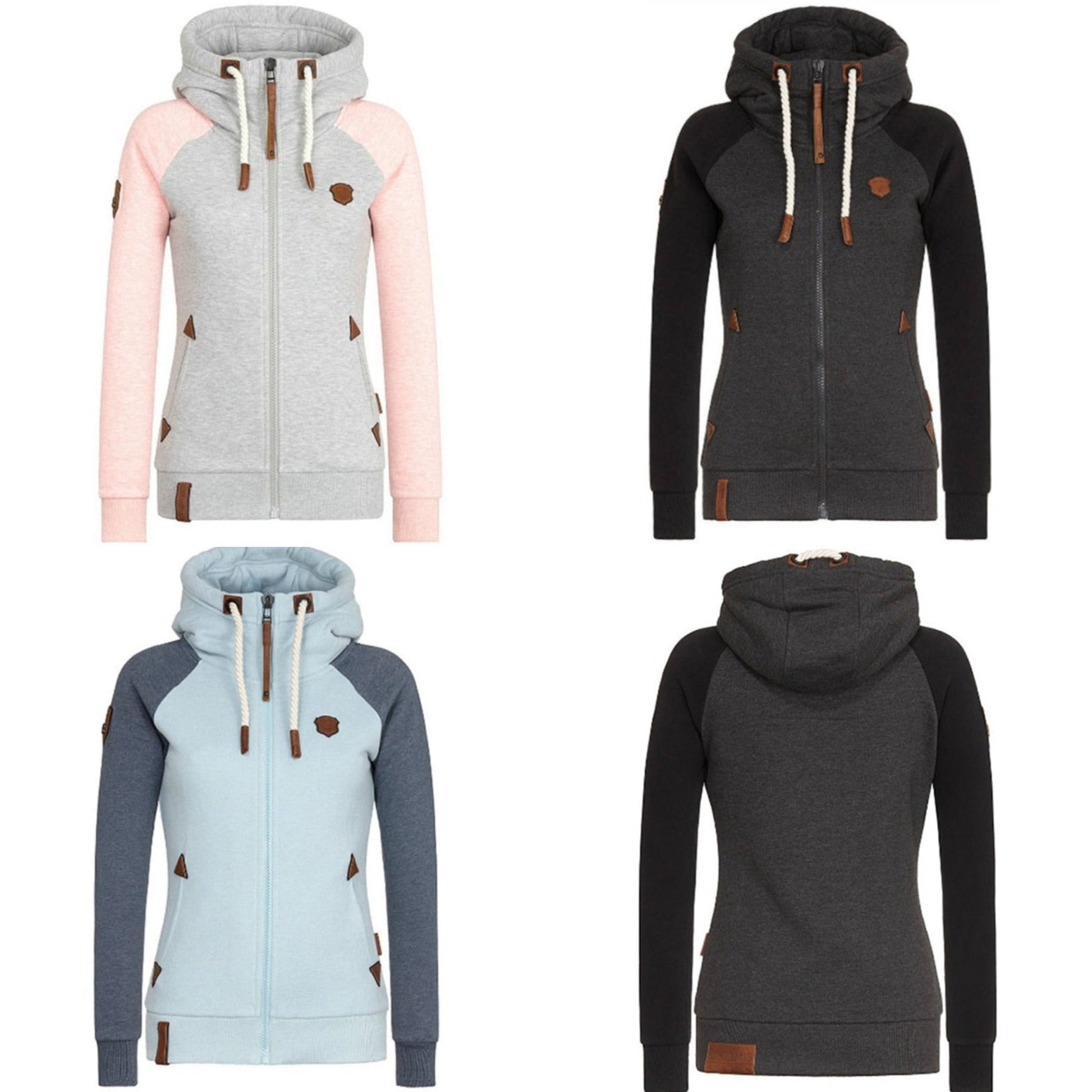 Sportliche Kapuzenjacke mit Rippbündchen - Hüftlang & Enganliegend