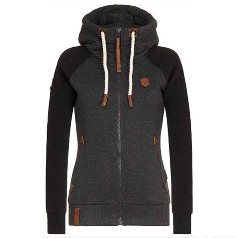 Sportliche Kapuzenjacke mit Rippbündchen - Hüftlang & Enganliegend