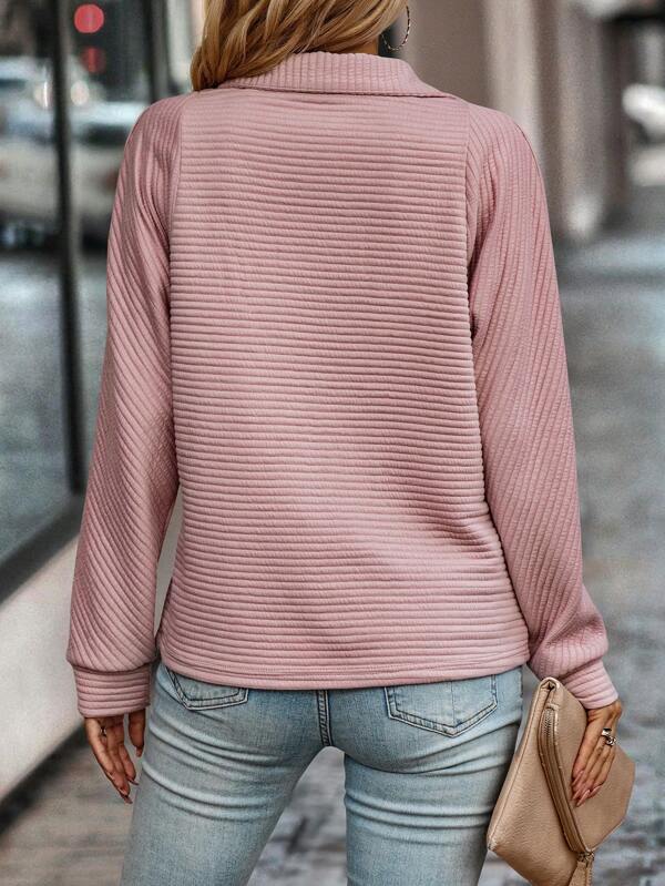 Einfarbiger V-Ausschnitt Pullover