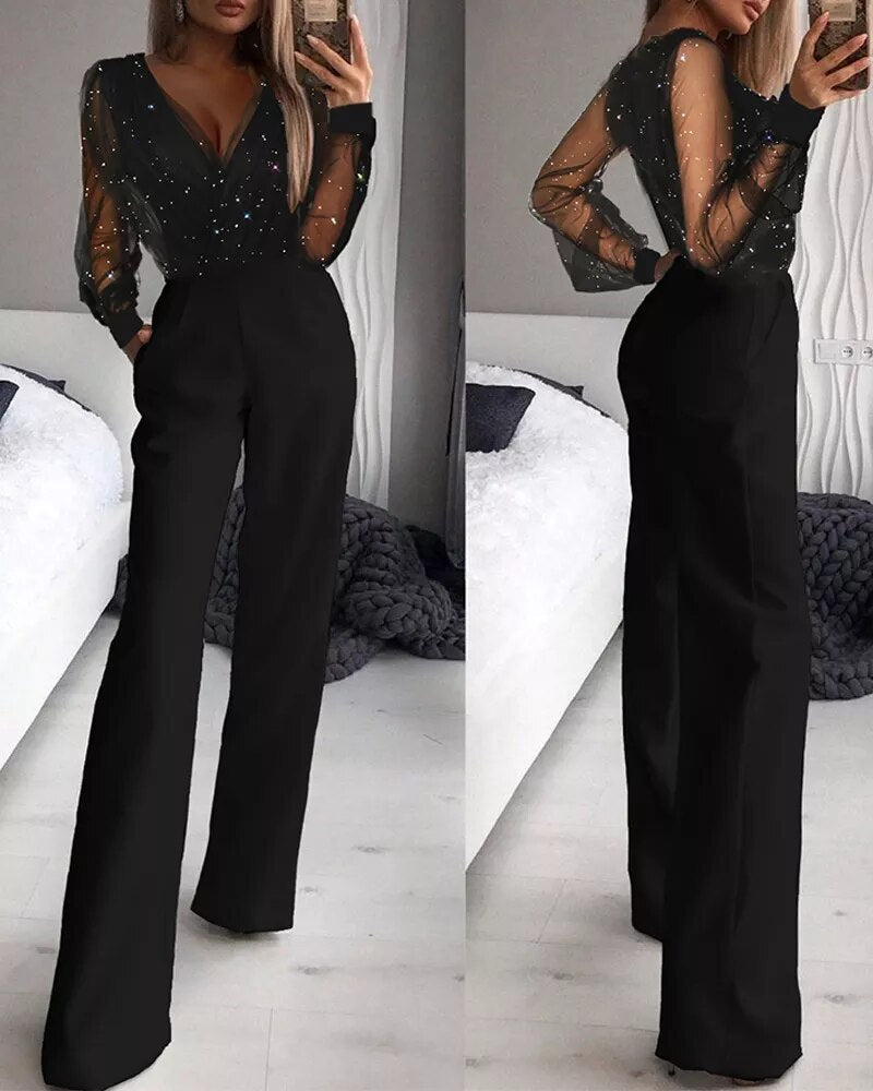 Damen Jumpsuit Schwarz - Elegantes Einfarbiges Outfit
