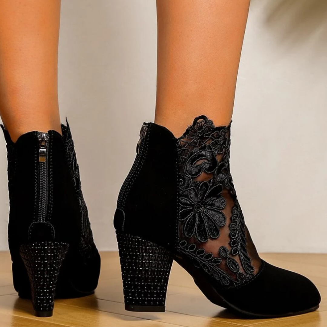 Bestickte High-Heel Stiefel