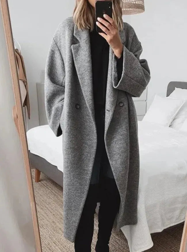 Damen Oversize Kaschmirmantel mit Reverskragen