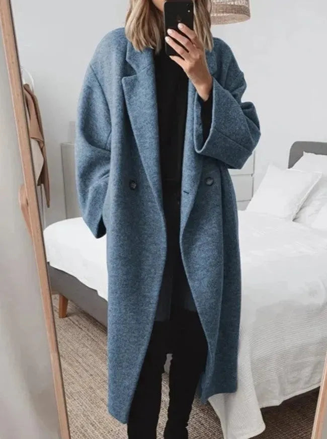 Damen Oversize Kaschmirmantel mit Reverskragen