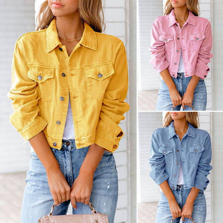 Einfarbige Denimjacke für Damen