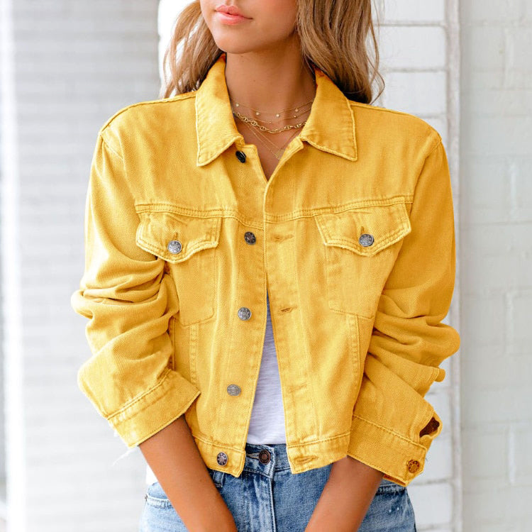 Einfarbige Denimjacke für Damen