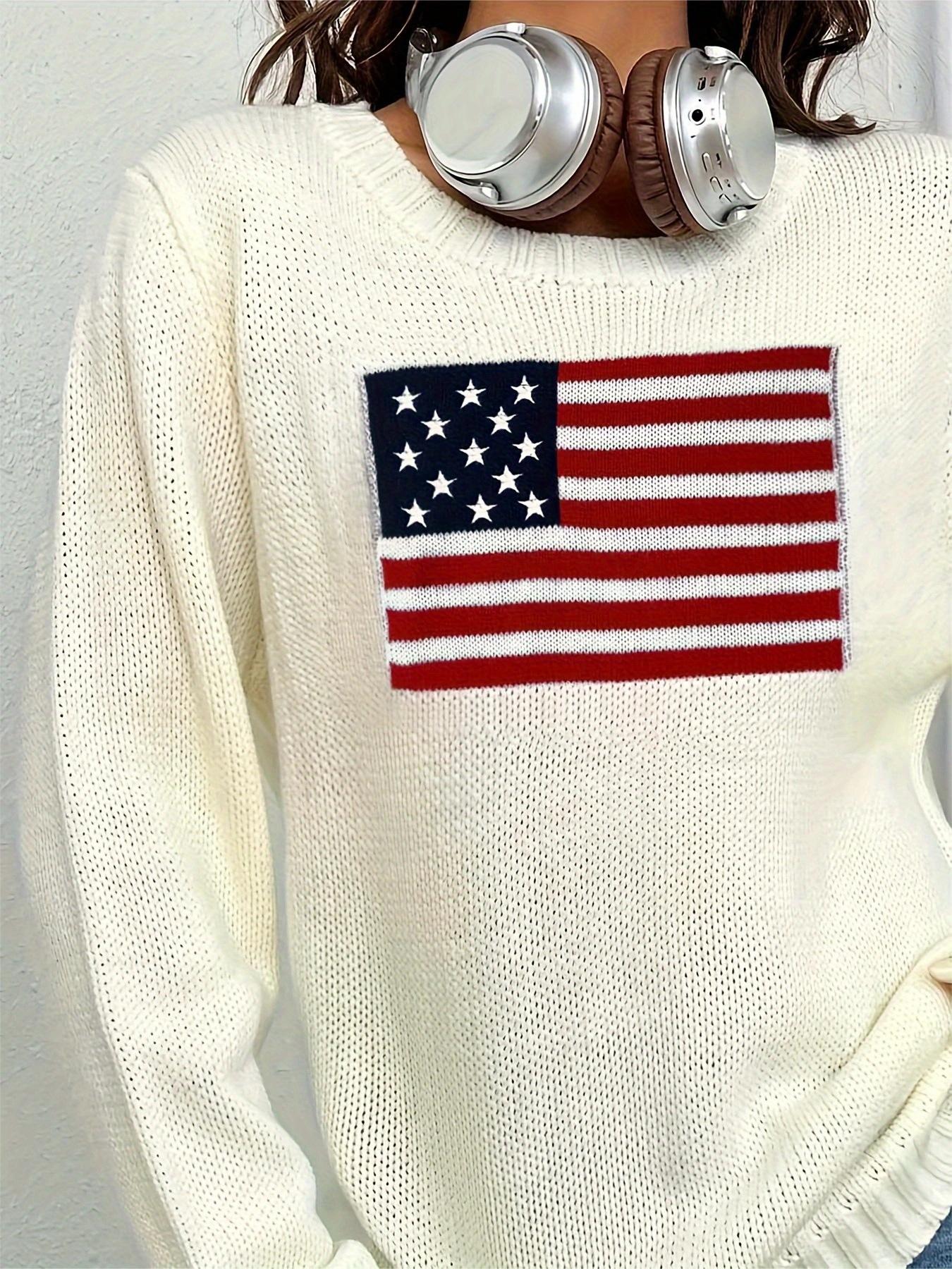 USA-Flagge Jacquard Pullover