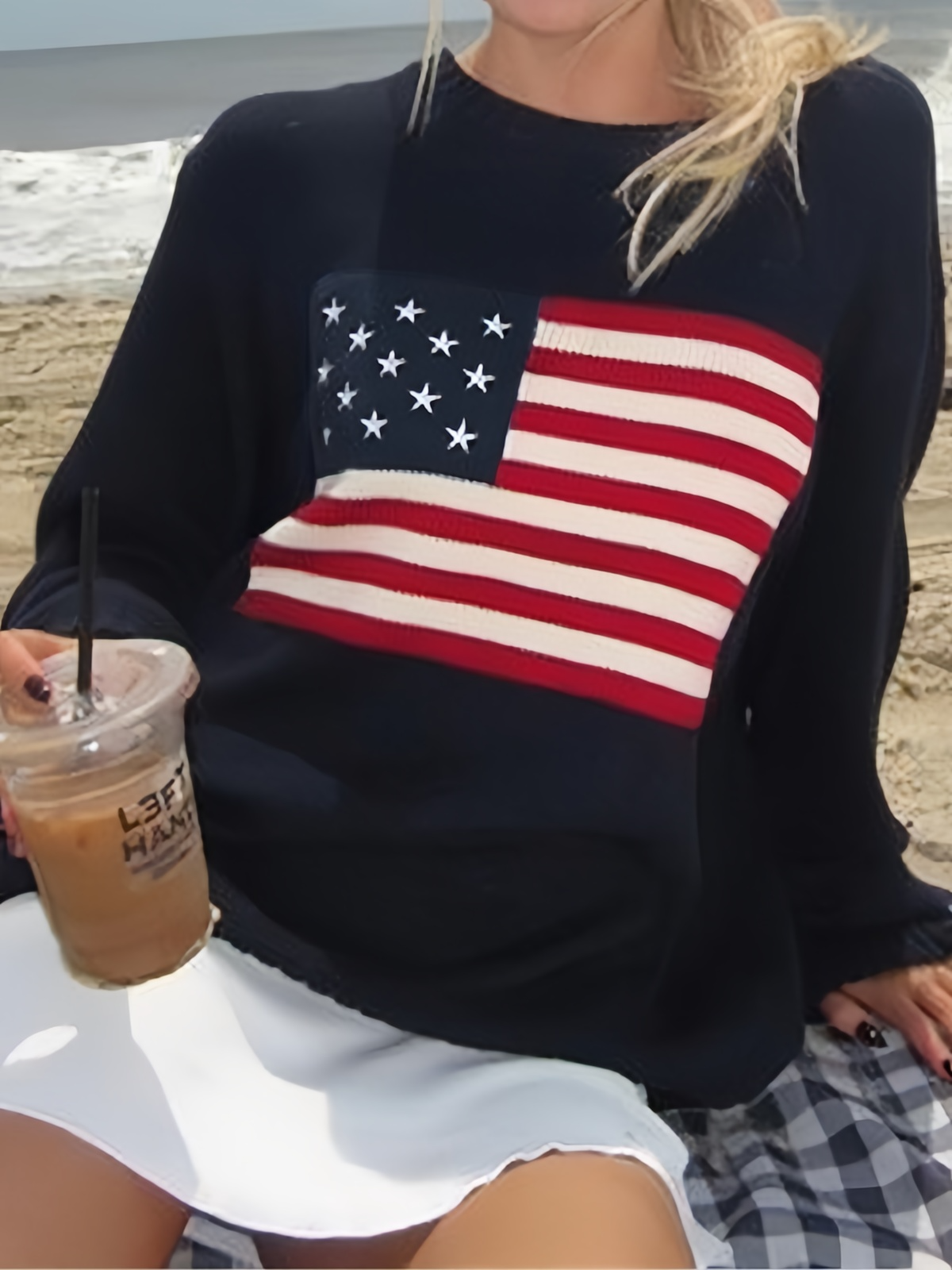 USA-Flagge Jacquard Pullover